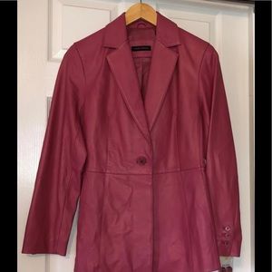 New Valerie Stevens pink leather jacket coat Small